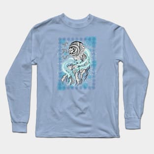 Tribal line Art Jellyfish / Baybayin word Ligaya (Happiness) Long Sleeve T-Shirt